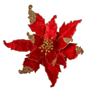 230mm RED Traditional Poinsettia Christmas Flower Clip On