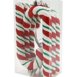 Red, White and Green Candy Canes 15cm 6 Pack