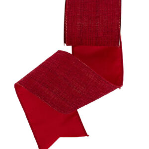 Red Tweed Ribbon with Wire Edging