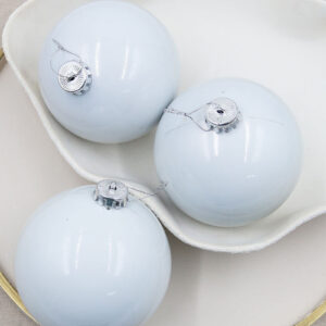 WHITE Christmas Baubles120mm 3 Balls Gloss