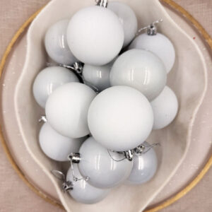 White Christmas Baubles 70mm Gloss Matt 48 Pack