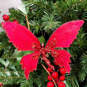Diamond Butterfly Clip Metalic RED 17.5CM