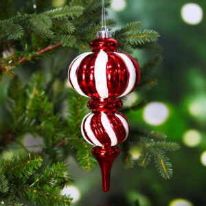 Red & White Finial Christmas Bauble 200mm