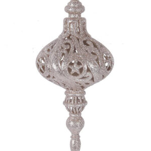 Platinum Glitter Finial Christmas Bauble 200mm