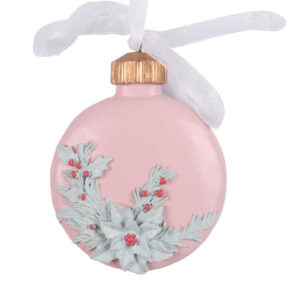 Pink Resin Christmas Tree Bauble Ornament 70mm