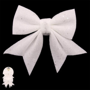 White Glitter Christmas Tree Bows set of two