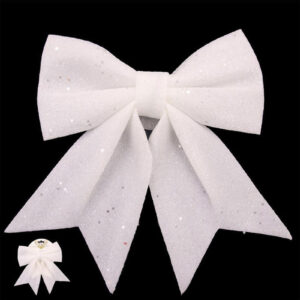 White Glitter Christmas Tree Bow Ornament