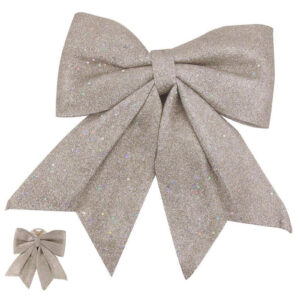 Champagne Glitter Christmas Tree Bow 35cm