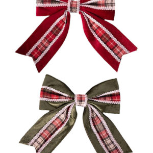 Red & Green Tartan Christmas Tree Bows 20cm