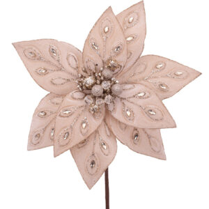 Champagne Poinsettia with Jewels Detail 29cm wide
