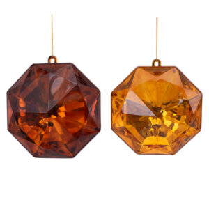 Octagonal Jewel Ornament Copper and Amber 13cm