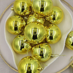 80mm Christmas Baubles Yellow Gold 48 Balls Gloss