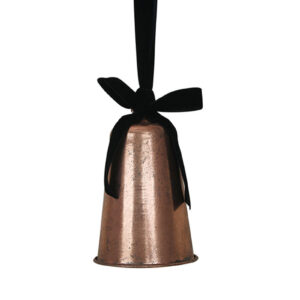 Antique Rose Metal Bell with Black Velvet Ribbon (13 x 20cm)