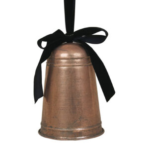 Antique Rose Metal Bell with Black Velvet Ribbon (15 x 24cm)