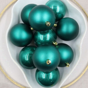 Dark Teal Christmas Baubles 80mm Packs Pearl Matte