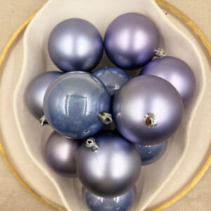 70mm Dusty Blue Christmas Baubles Pearl Matt Packs