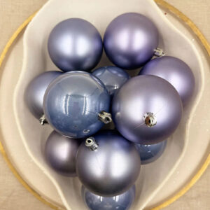 60mm Dusty Blue Christmas Baubles Pearl Matt Large Packs