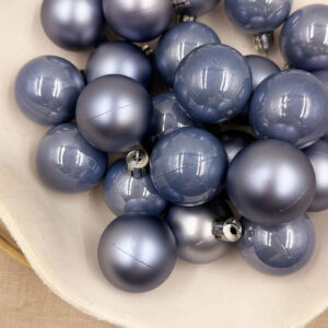 40mm Dusty Blue Christmas Baubles Pearl Matt Pack