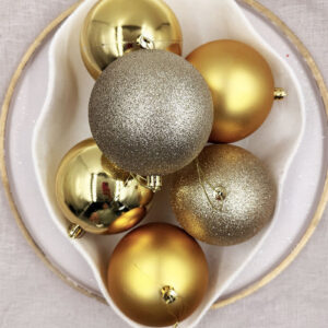 100mm GOLD Christmas Baubles Gloss Matt Glitter
