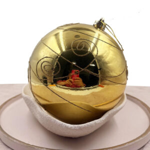 GOLD 200mm Christmas Bauble Gloss Swirl