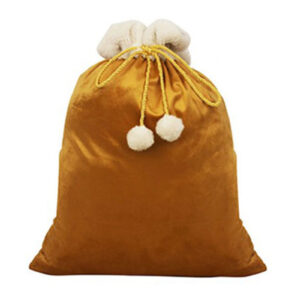 Gold Velvet Santa Sack with Pom Poms