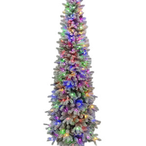 Kingsport Ultra Slim Flocked 9ft / 270cm Pre lit Dual Colour Christmas Tree
