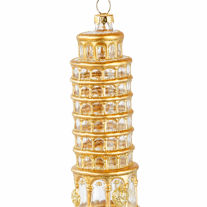 Tower of Pisa Glass Ornament – Gold 13cm