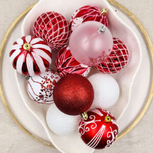 Red & White Decorative Bauble 16 Pack 80mm
