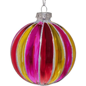 Multicoloured Glass Bauble 80mm